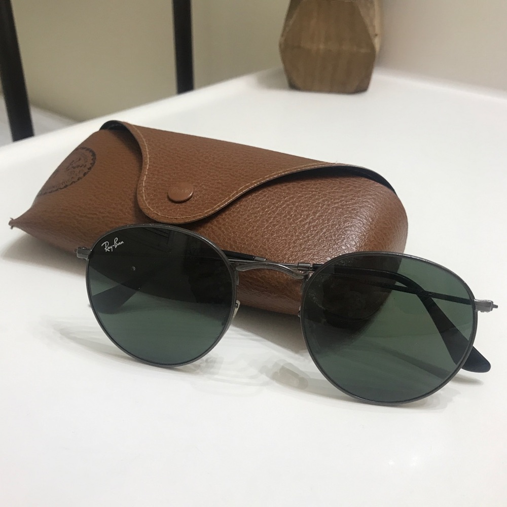 Ray Ban Round Metal in Gun Metal Green Classic